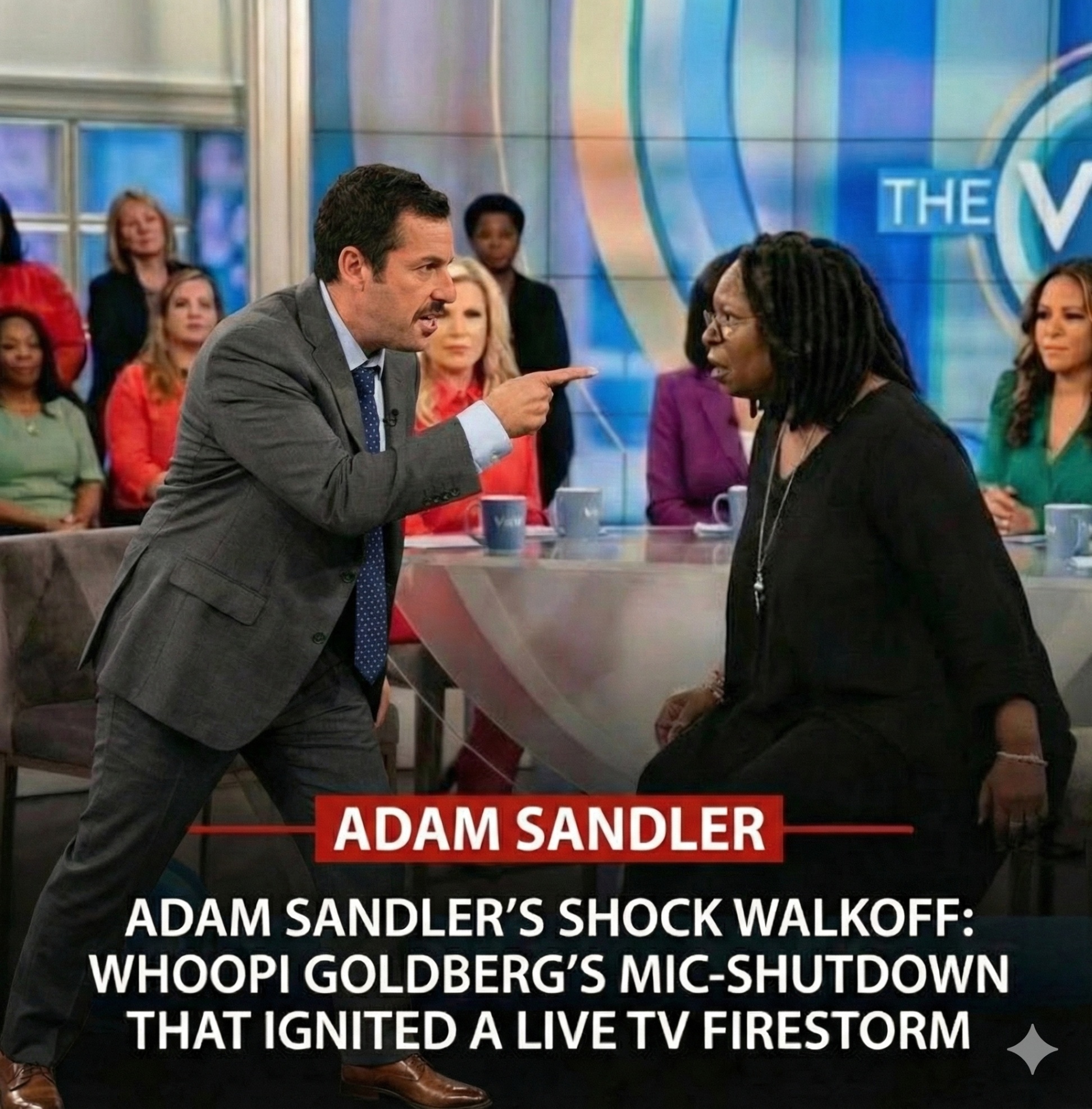 LIVE TV SHOCKER: “SHE’S JUST A STUPID SINGER.” Those five words from Whoopi Goldberg immediately backfired when Adam Sandler
